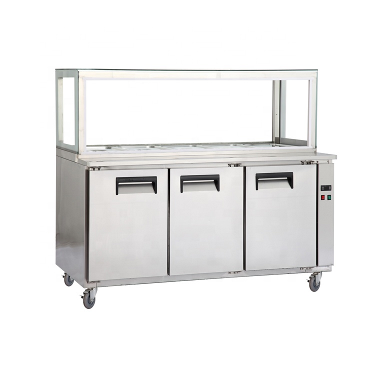 Commercial Grade Stainless Steel Pizza Counter Workbench Refrigerator