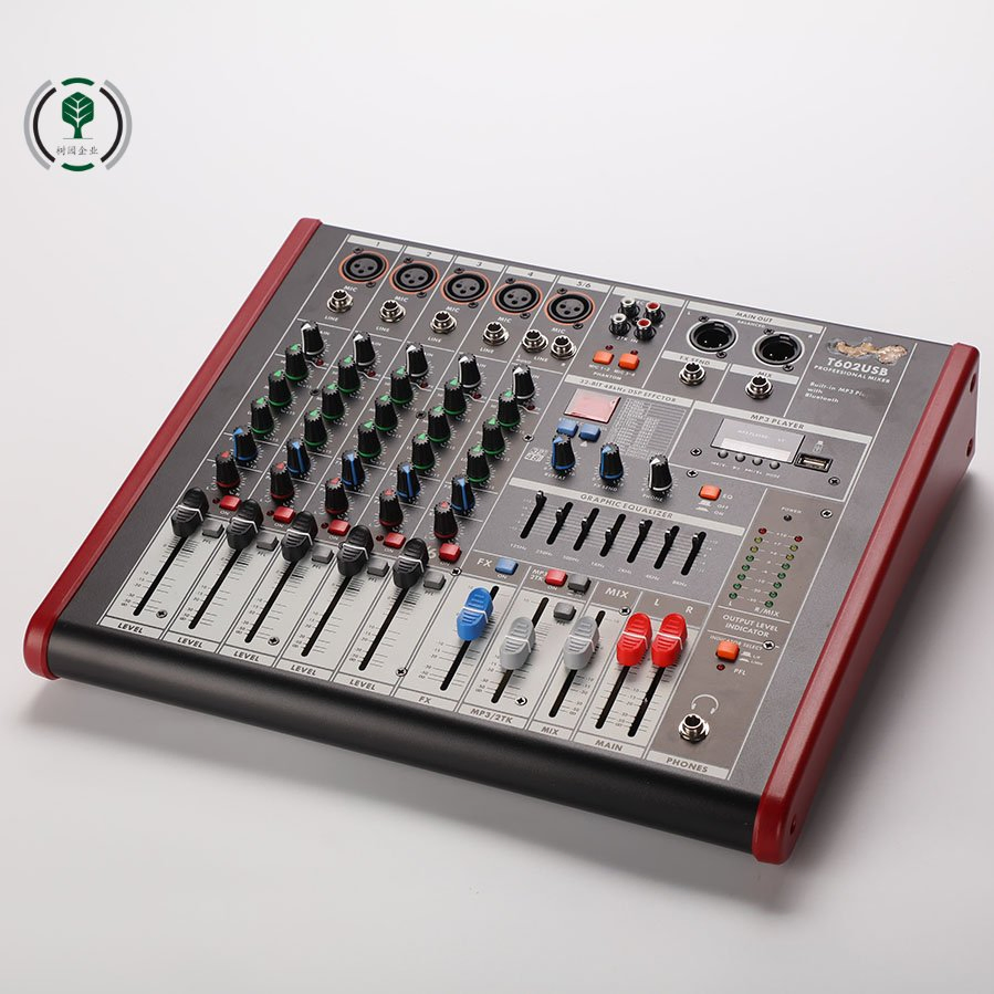 Микшер T-602USB для стриминга с XLR входами