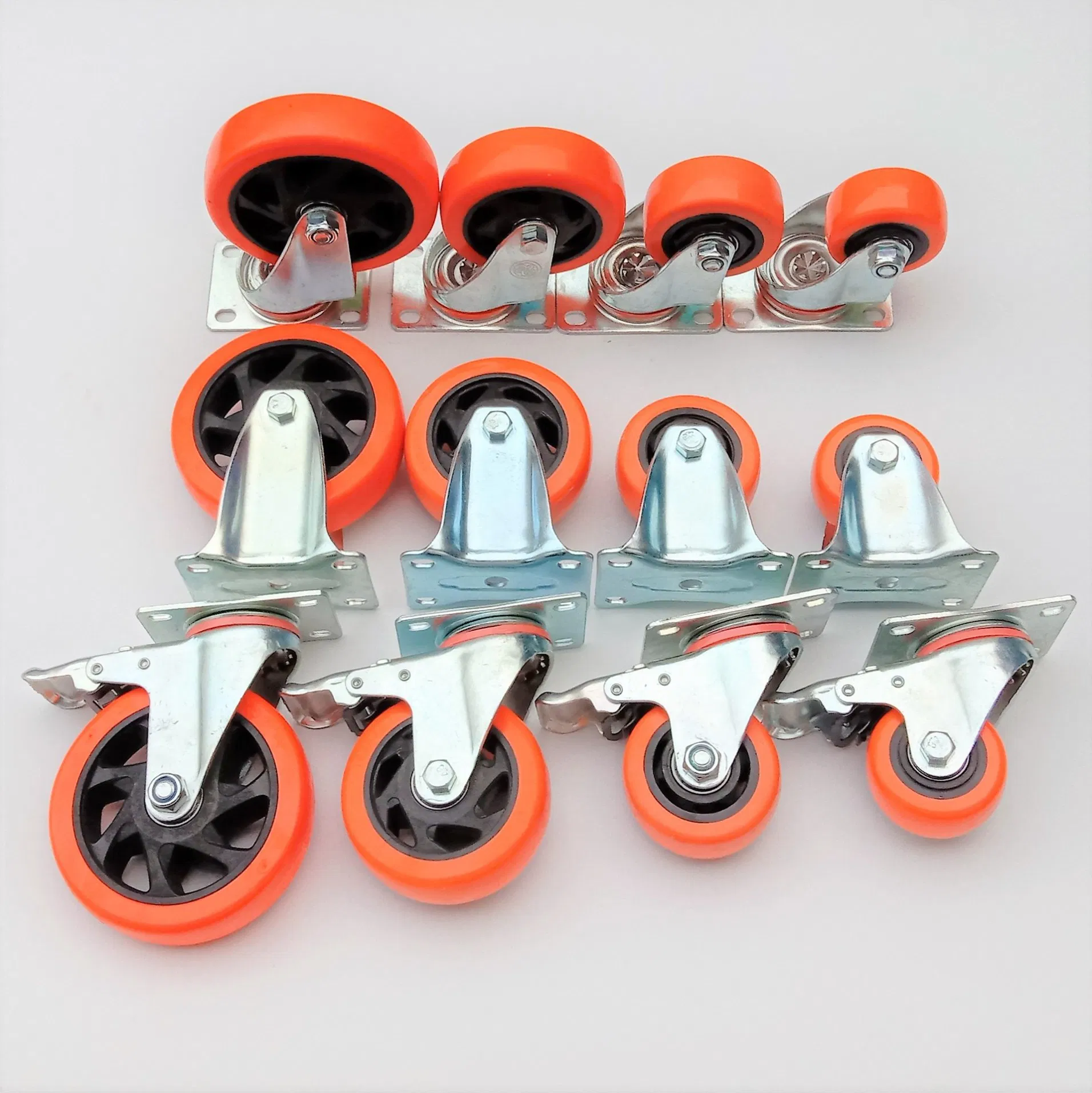 2inch 2.5inch 3inch 4inch 5inch 130kg Orange PVC/PU Industrial Rotary Trolley Caster Swivel Caster Wheel