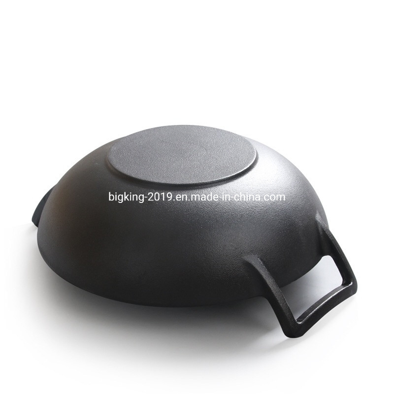 Red Cast Iron Enamel Chinese Wok Big Size Cast Iron Cooking Wok