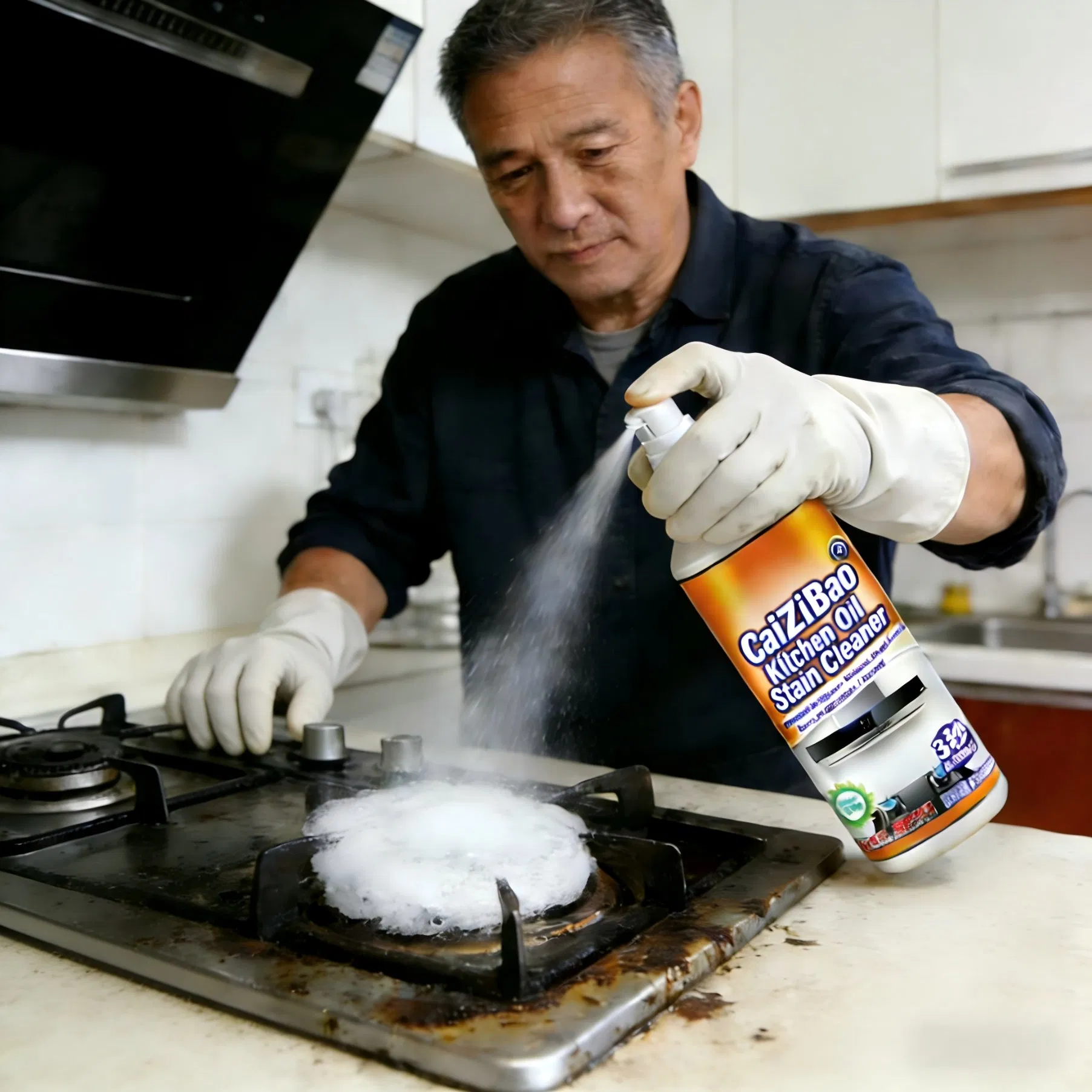 Kitchen Cleaning Foam, Heavy Duty Grease & Grime Remover