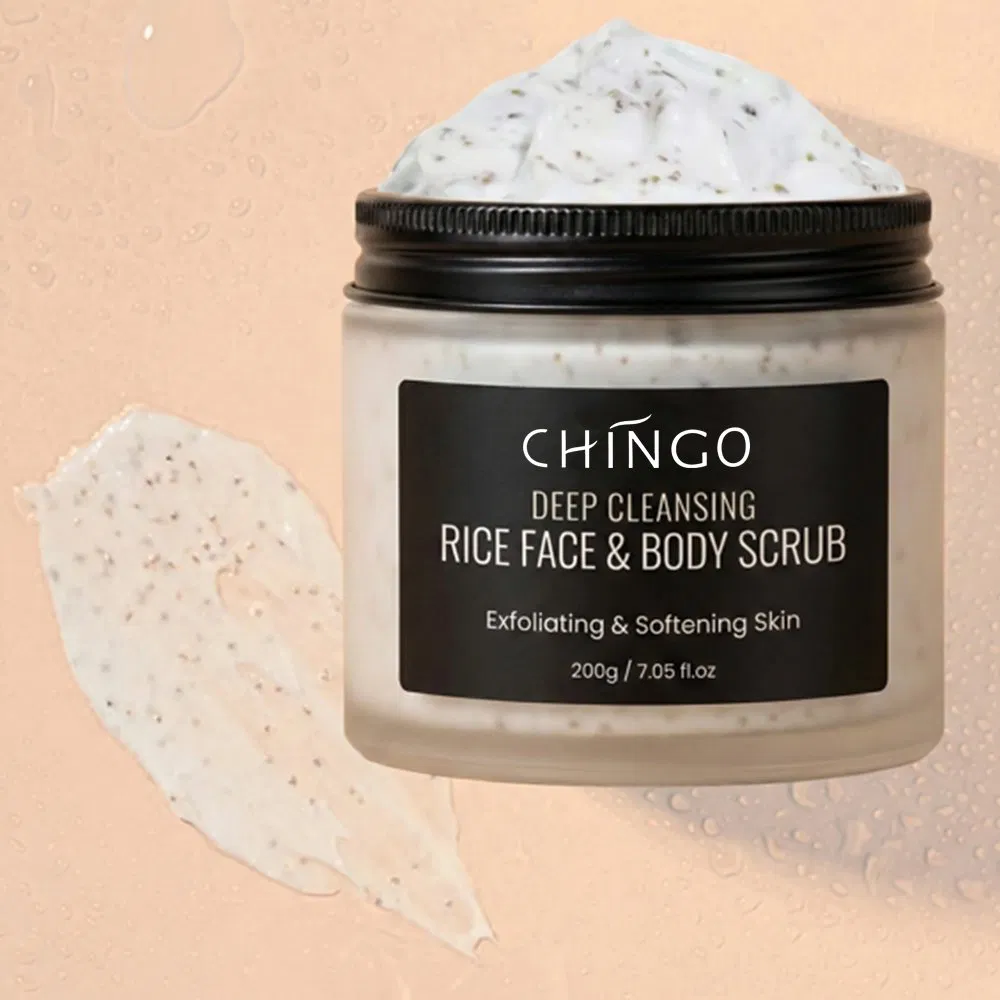 Rice Scrub Cream Smoothing Skin Exfoliator Brighten Deep Cleaning Face Body Scrub