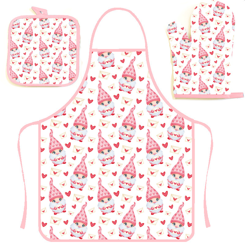 Customizable Pink Polyester Cotton Apron for Kids Cooking
