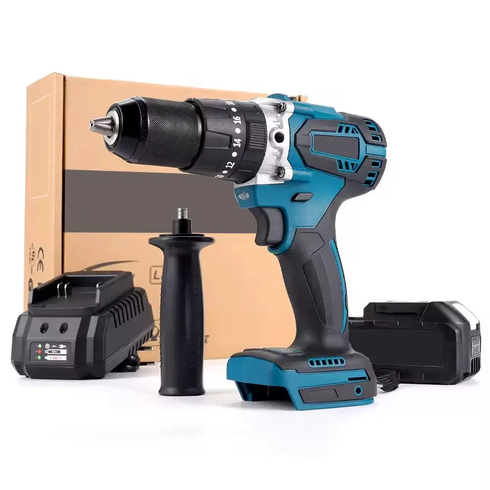 OEM Customizable Heavy Duty Fast Charge Lithium Battery Brushless Electric Drill with Impact for Power Tool Sets