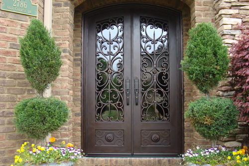 Pre-Hung Heavy Duty Luxury Grilled Pattern Villa External Door Wrought Iron Door