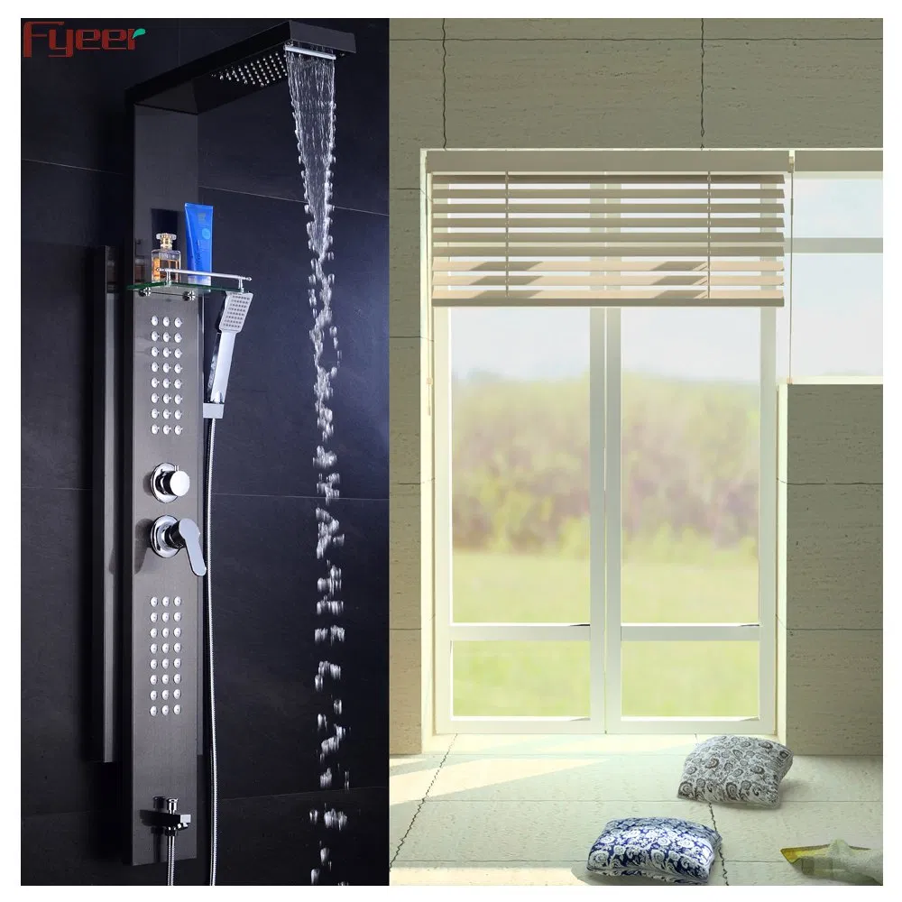 Fyeer Shower Panel Tower System Stainless Steel Multi-Function Shower Panel with SPA Massage Jets