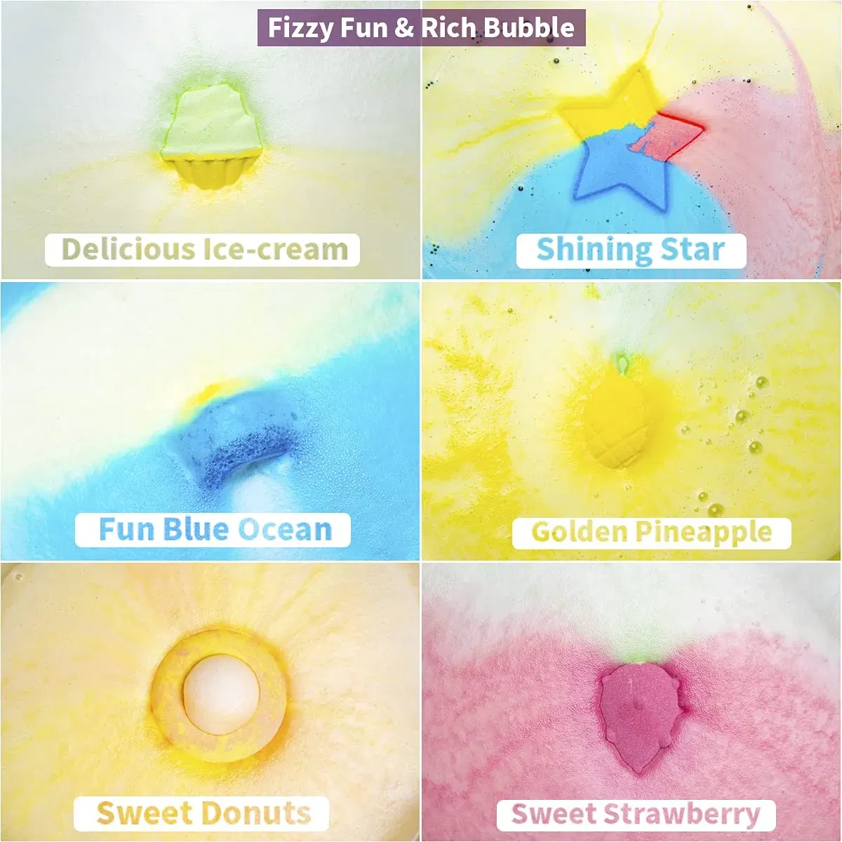 OEM Customization Organic Children Bath Bombs 100% Natural Colorful Fruit Scented Bath Bombs