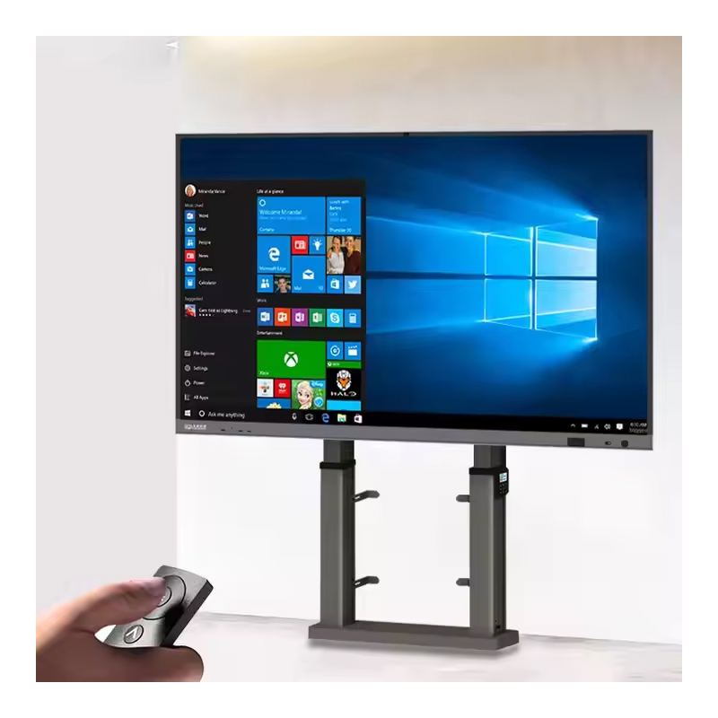 75-120'' TV Remote Control Height Adjustable Remote Motorized TV Floor Stand TV