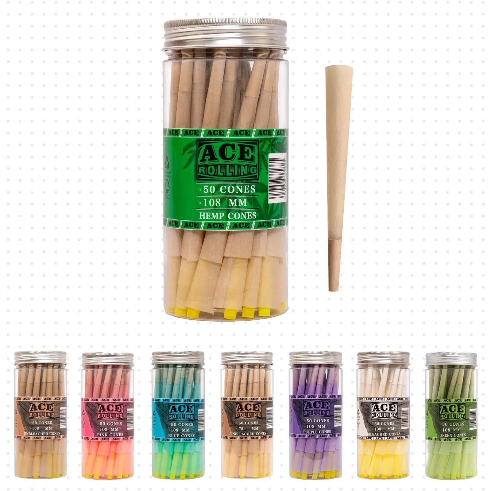 Food-Grade King Size 100PCS/Jar 109mm Raw Cigarette Rolling Smoking Tobacco Paper