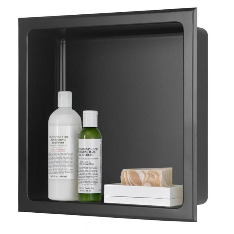 12 X 12 X 4" 18gauge Stainless Steel Bathroom Shower Wall Niche in Black