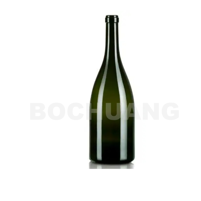750ml Dead Leaf Green Slope Shoulder Glassware Burgundy Glass Wine Bottle for Pinot Noir