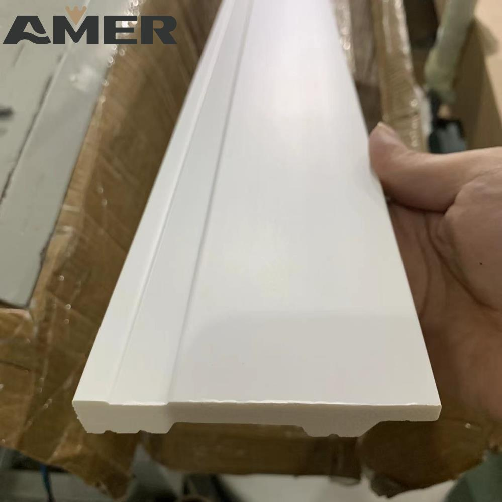 High Quality White Marble Color PS Wall Skirting Board Wood Baseboard Moulding Flooring Accessories