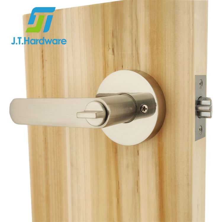 Brushed Nickel Zinc Alloy Entrance Entry Door Tubular Lever Handle Latch Lock