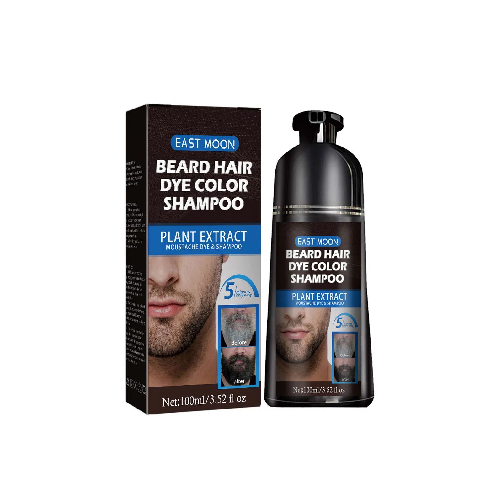 High Quality Natural Split End Dry Treatment Black Beard Color Quick Color Men's Hair and Beard Color Dye for Men