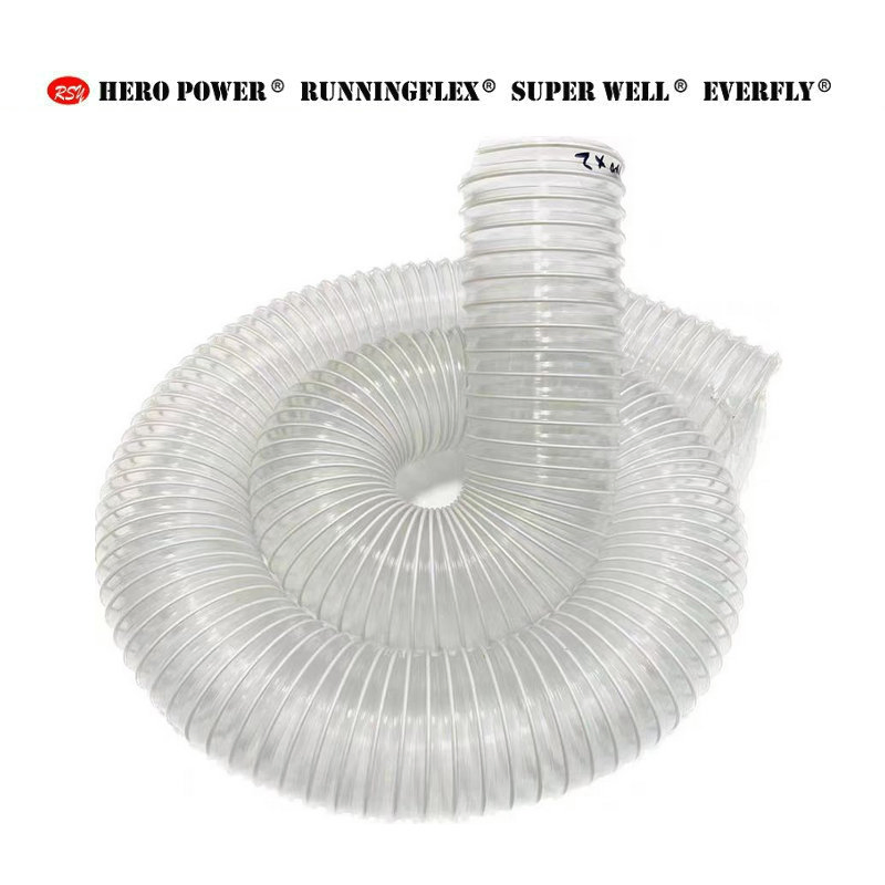 Steel Wire Reinforced PU Ducting Hose Chemical Resistant Industrial Vacuum Ventilation PVC Air Duct Hose