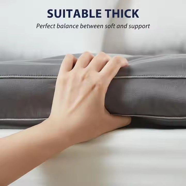 OEM ODM Breathable Microfiber Box Quilted 2" Gusset Self-Fabric Piping Ultra-Soft 500GSM Polyester Filled Mattress Topper Soothes Back Pain, Machine Washable,