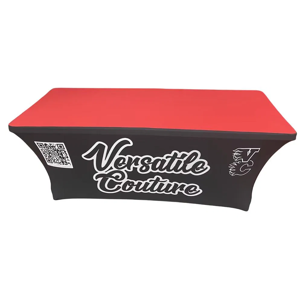 Custom Printed Stretch Spandex Table Cover for Standard Folding Advertising Tables Rectangular Fitted Tablecloth Protector