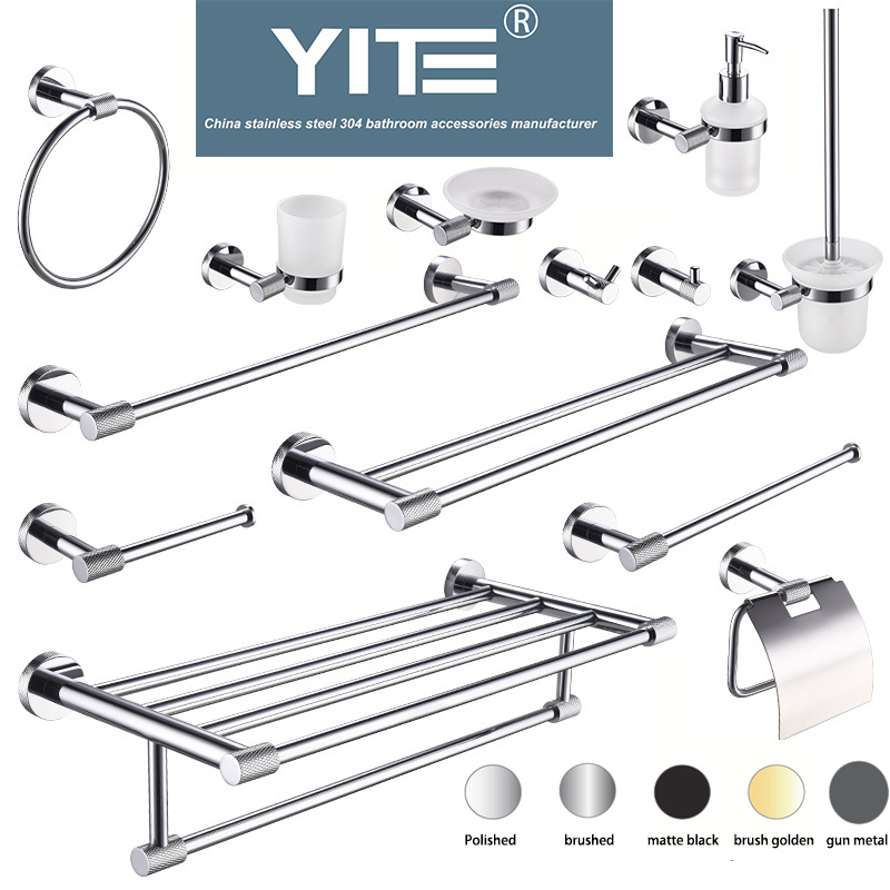 New Style Stainless Steel Bath Accessories Towel Holder Toilet Brush Holder Toilet Paper Holder Soap Holder Tumbler Glass Toothbrush Holder