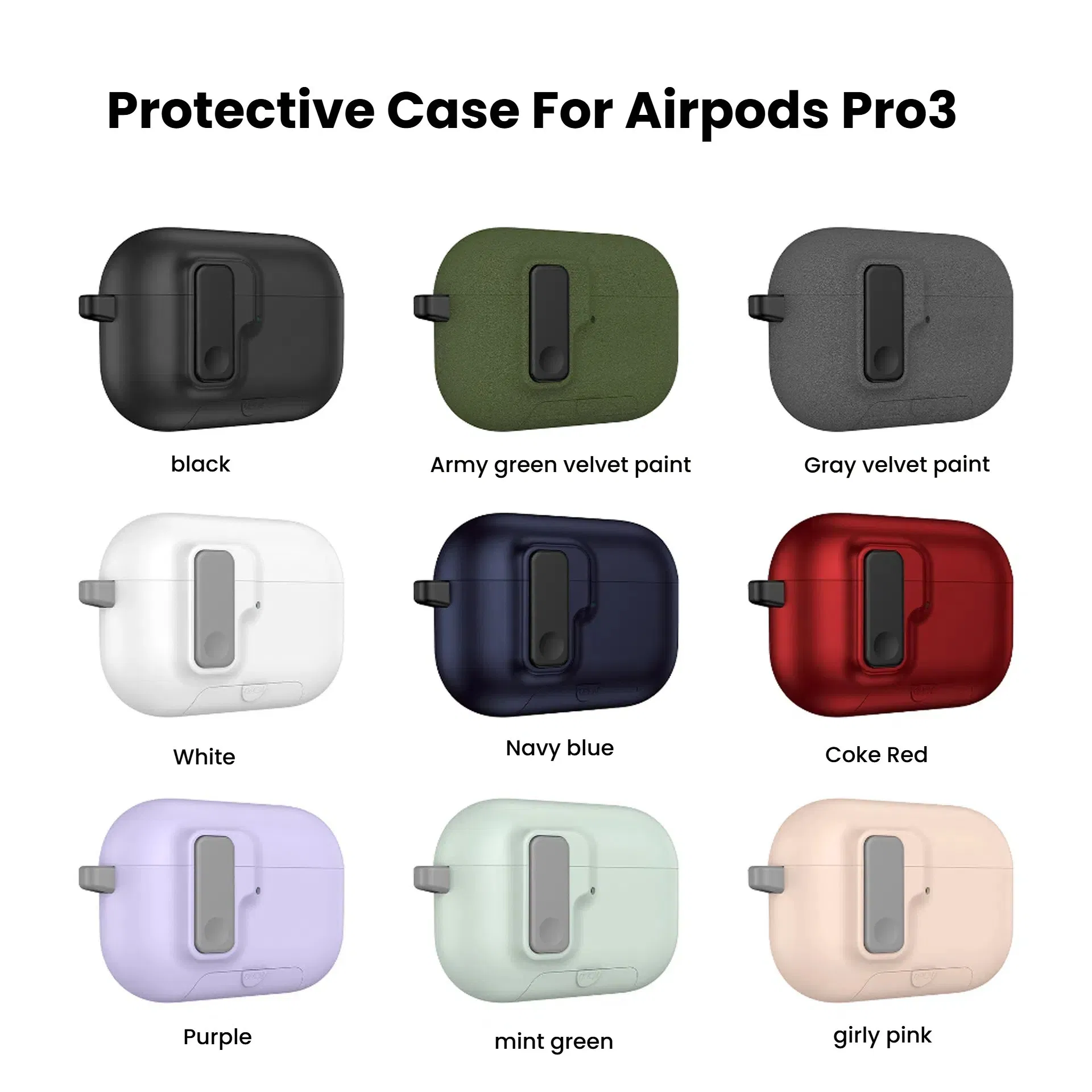 Чехол для AirPods PRO 3/2, ударопрочный, с замком