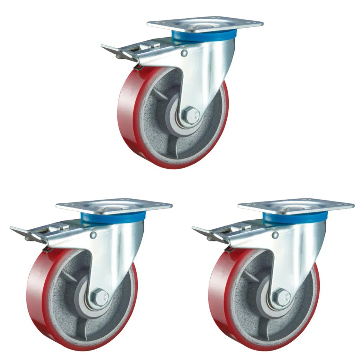 Swivel PU Castor Mold on Cast Iron W/Double Ball Bearing, 6922#