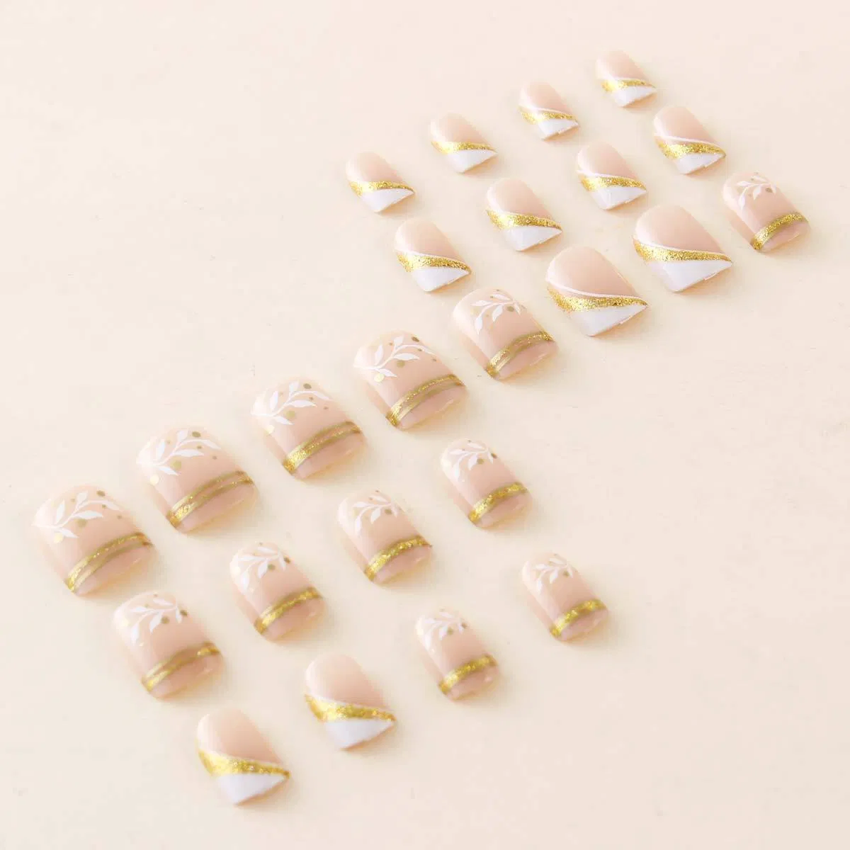 Cross-Border Foreign Trade Wearable Nails French Simple Short Square Nail Press on Nails Fake Nail Nail Art Wholesale