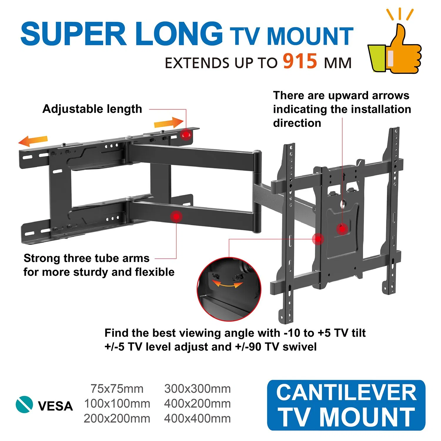 Кронштейн для ТВ Cantilever Flip Down с поворотом
