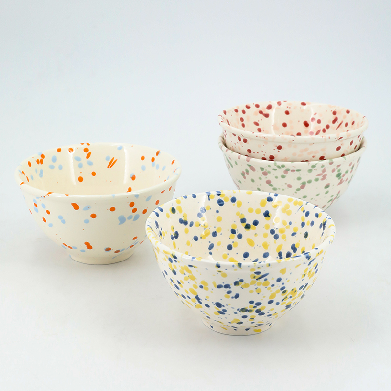 Stylish Speckled Ceramic Dining Bowl for Rice and Fresh Fruits