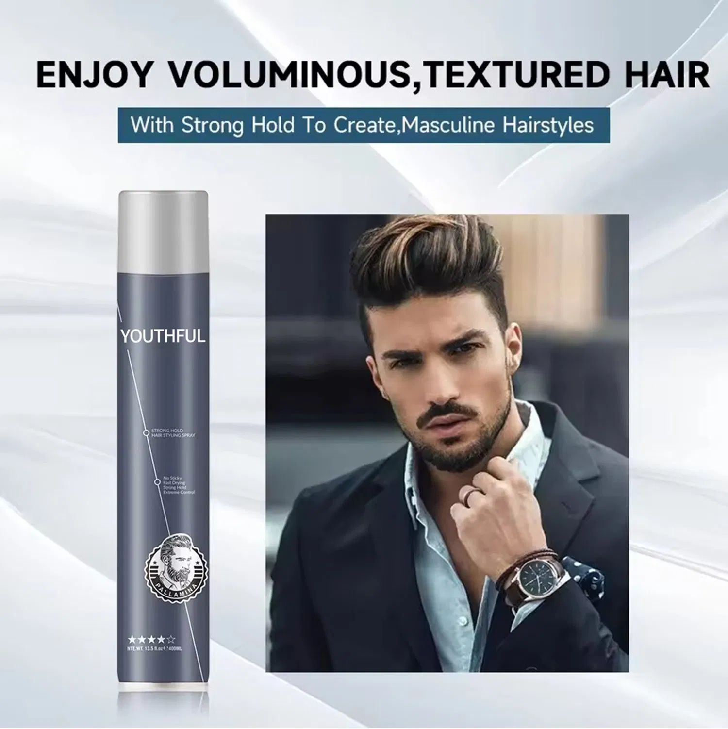 Custom Logo Texture Strong Hold Volumizing Barber Hair Spray