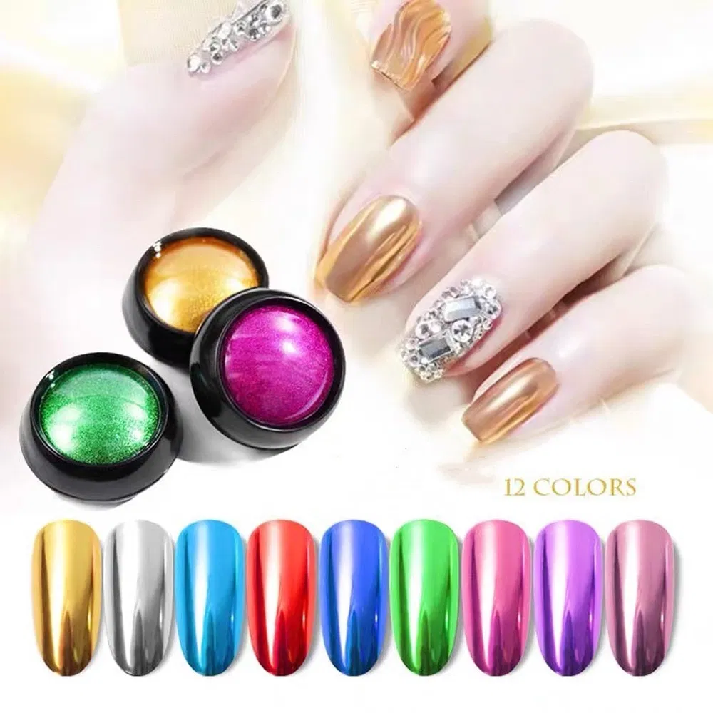 Chrome Nails Powder Nail Art Mirror Glitter Colorful Aurora Pearl Dust Magic Metallic UV Gel Polish Mirror Powder