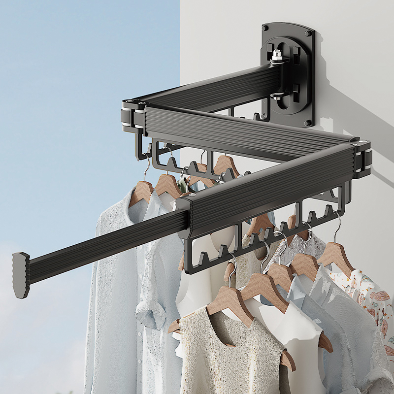 Expandable Folding Collapsible Drying Rack Outdoor Portable Pull Push Balcony Metal Aluminum Folding Clothes Drying Rack