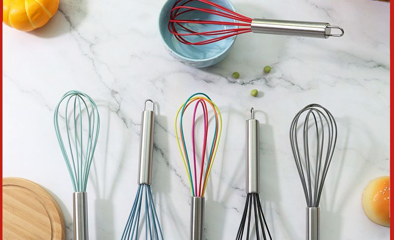 Multi Functional Manual Silicone Egg Beater with Stainless Steel Handle Kitchen Egg Whisk Bake Tool Egg Agitator