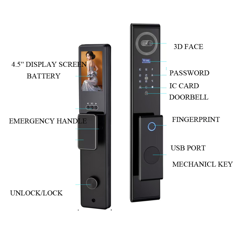 3D Face Plam Vein Unlock Smart Door Lock
