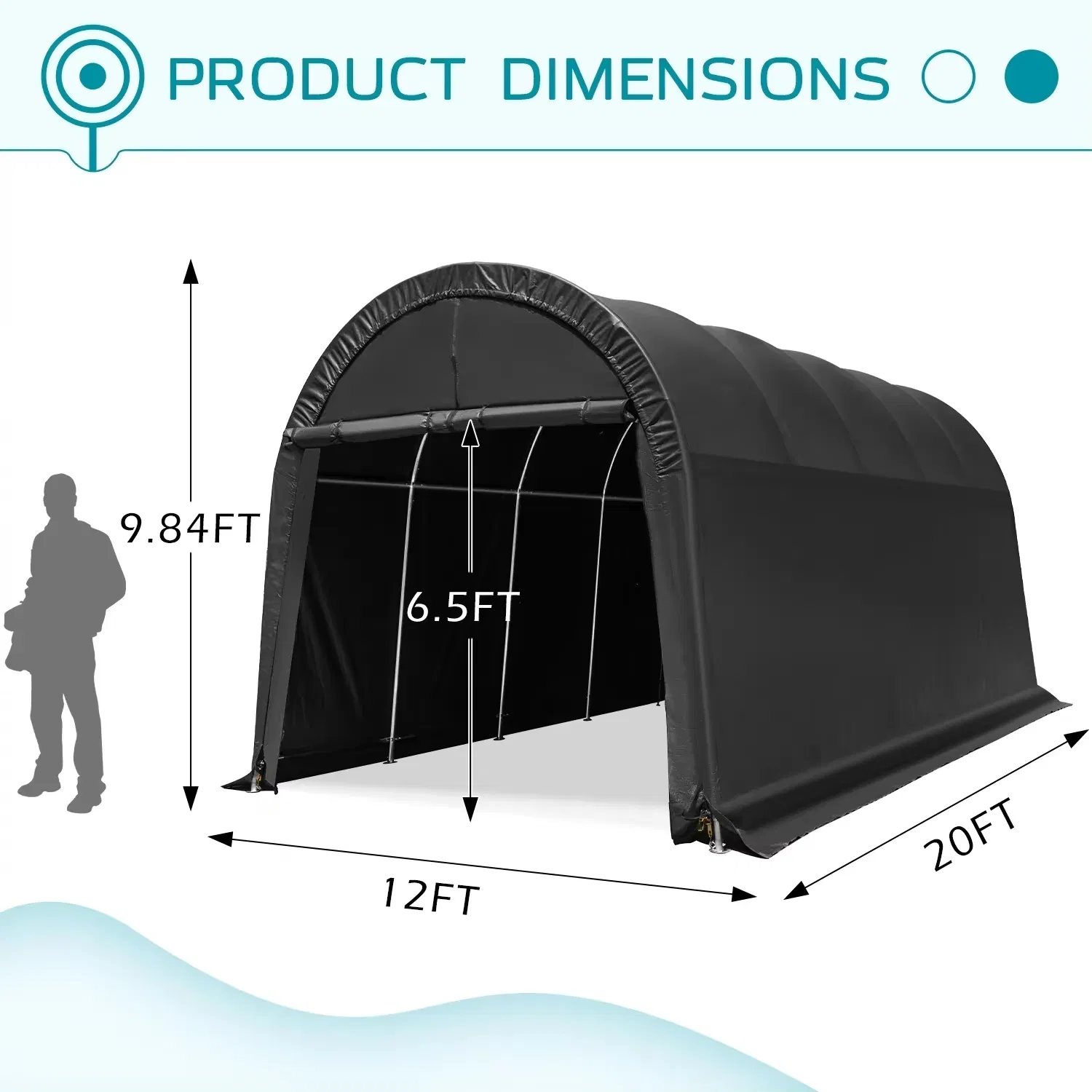 Black 10FT X 20FT Shelter Outdoor Carport Portable Garage