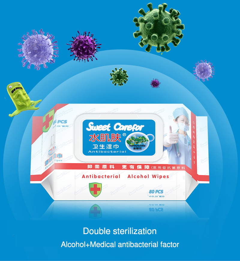OEM 75% Alcohol Disinfectant Wipes Non-Woven Hand Cleaning Wet Wipes 80PCS CE ISO FDA