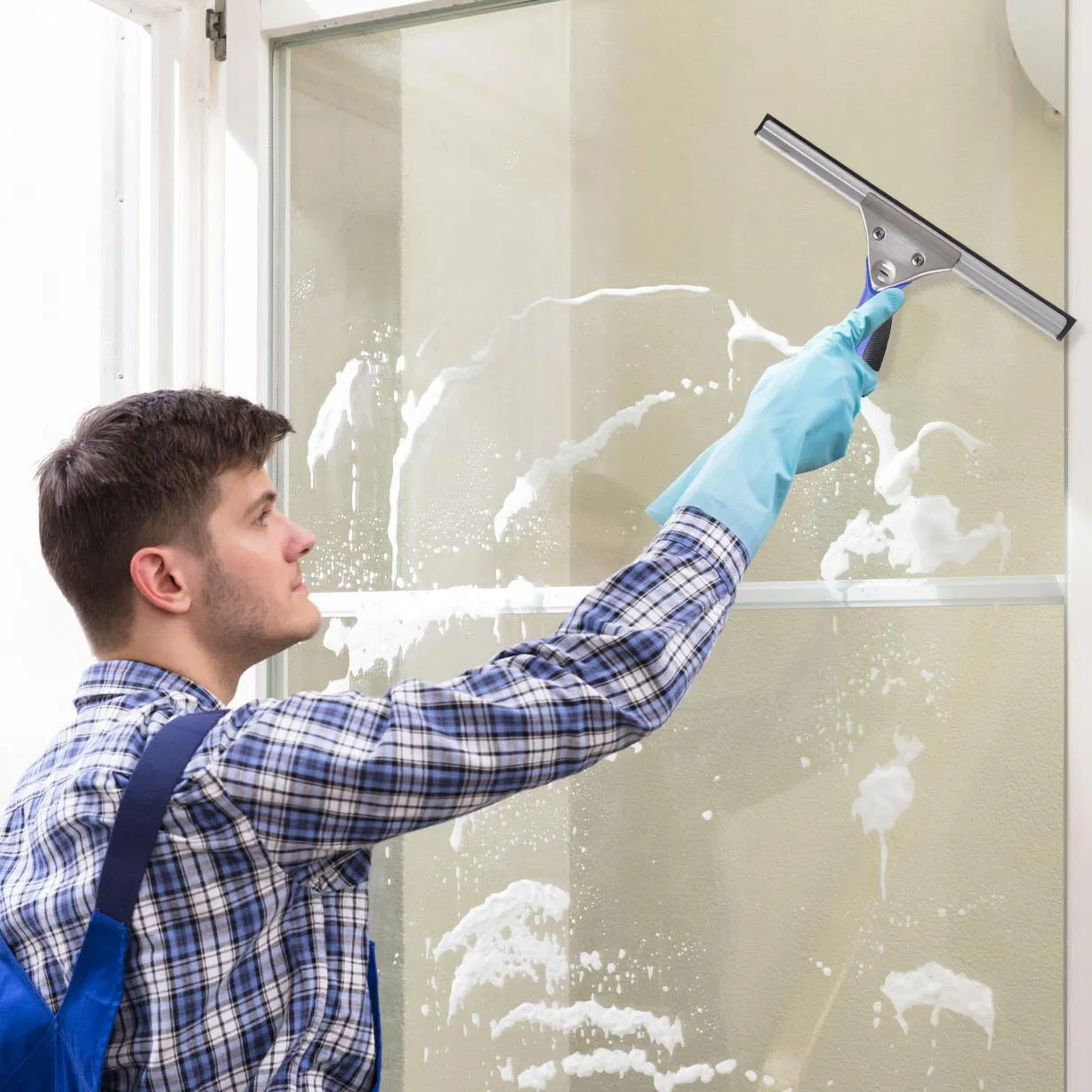 All Purpose T Bar Holder Grip Squeegee Scrubber Professional Performance Window Glass Washer Clean 10"