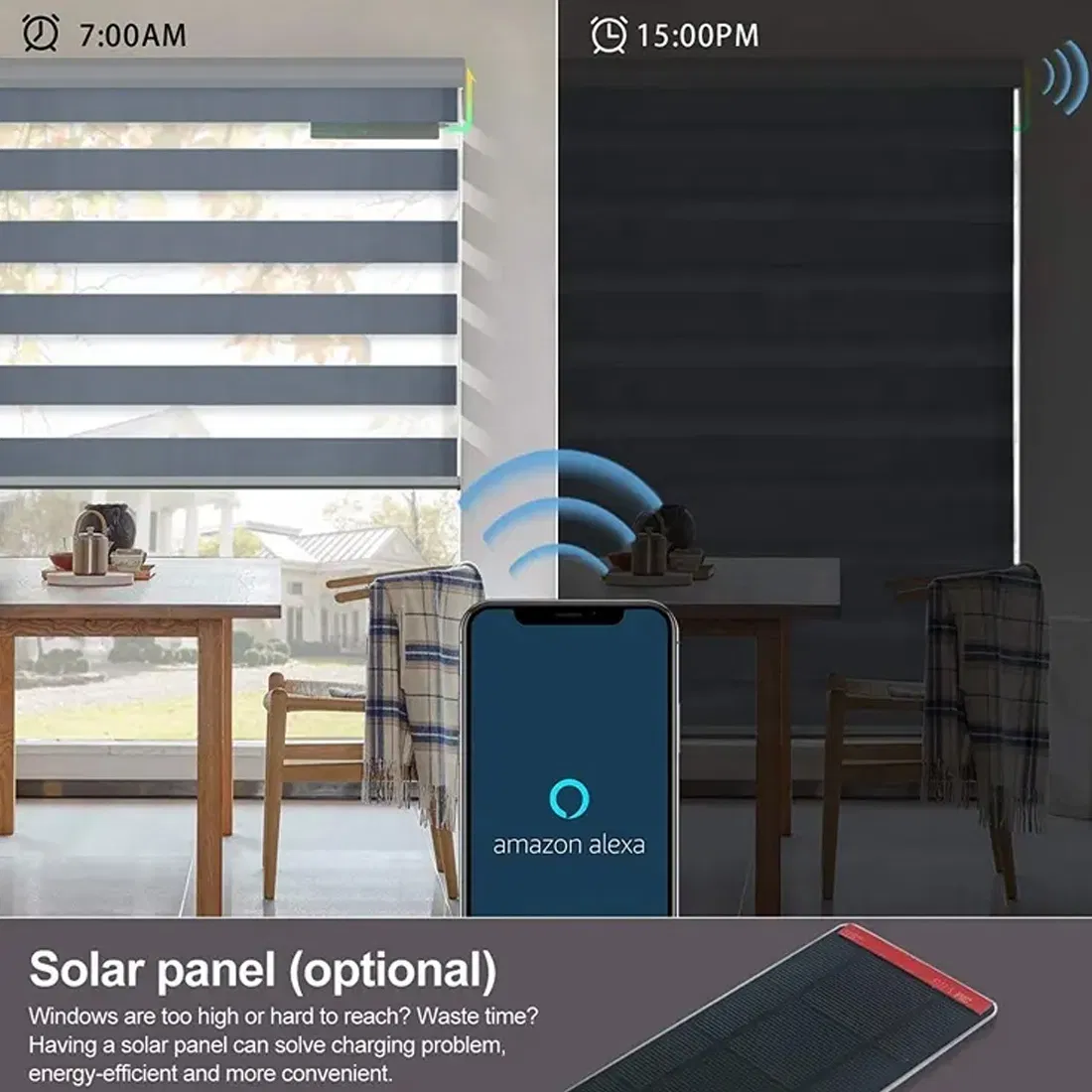 Day and Night Blackout and Windproof Electric Motorized Roller Blinds for Window