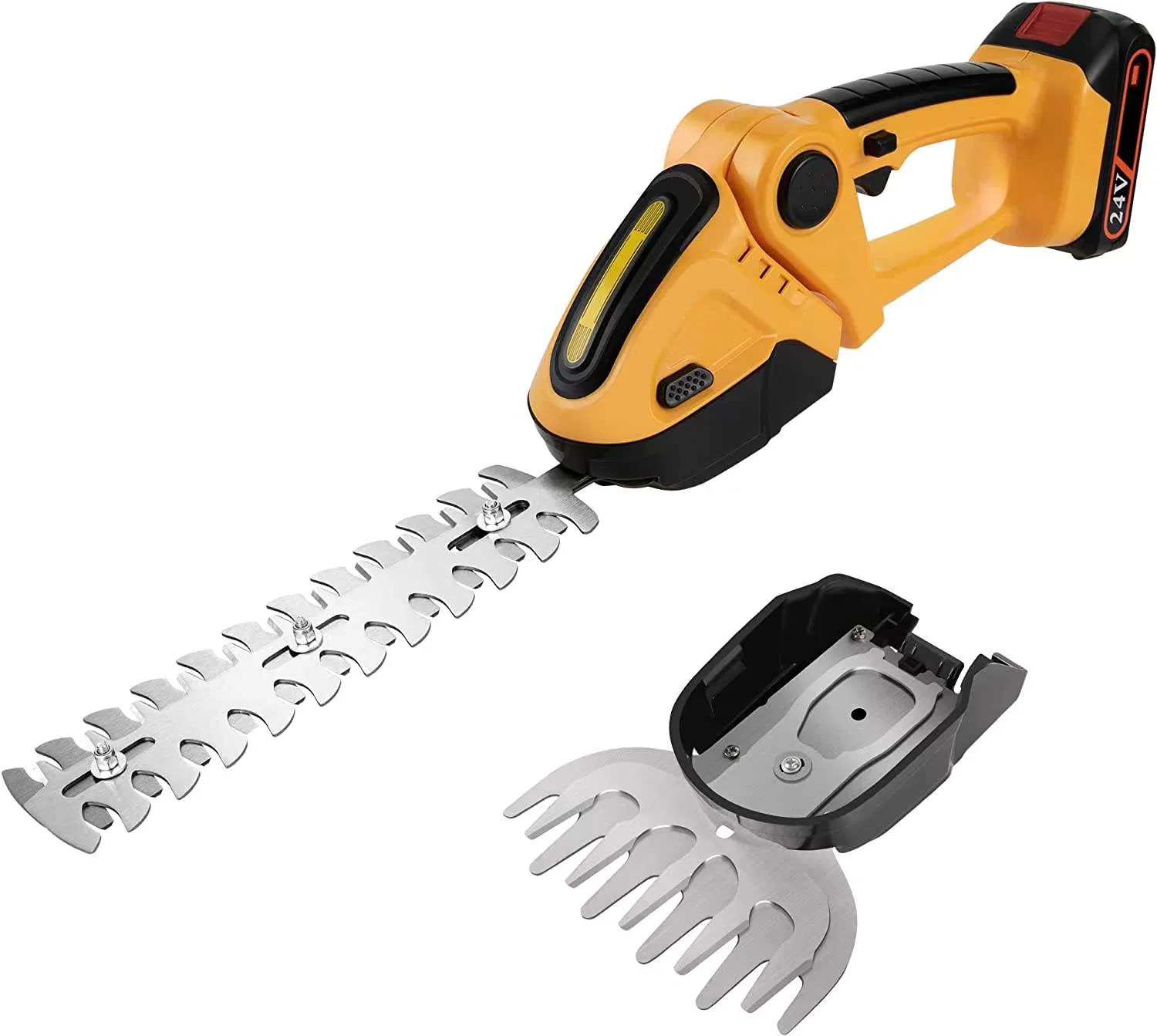 24V Rechargeable Battery Cordless Grass Shear 2-in-1 Handheld Hedge Cutter Tool Electric Shrub Trimmer
