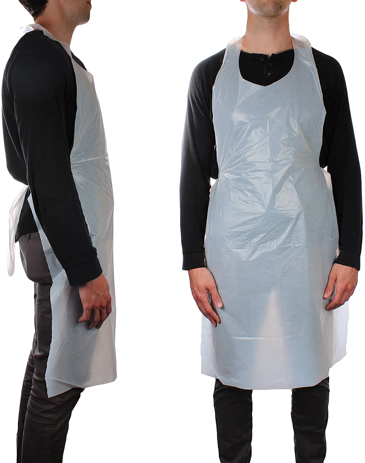 Durable Very Strong No Sleeves Disposable HDPE LDPE Plastic PE Apron for Cleaning