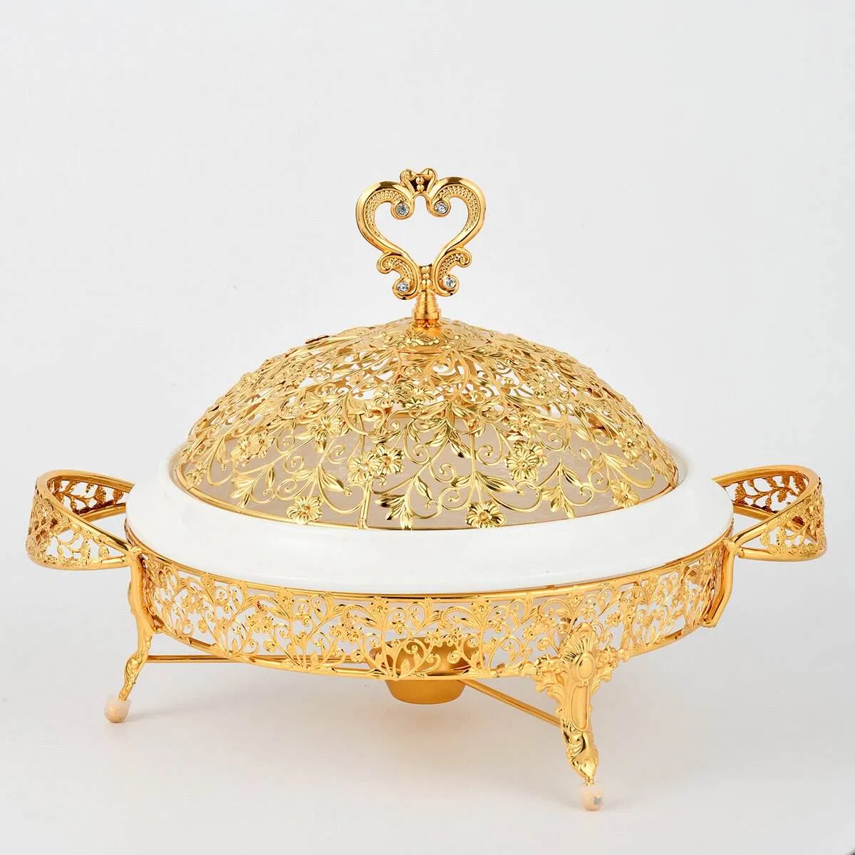 Gold Plated Iron Art Paired with Ceramic Insulated Buffet Stove