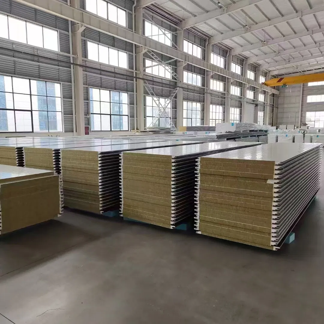 50mm/100mm/150mm Rock Wool/Glass Wool Sandwich Panel for Wall and Roofing