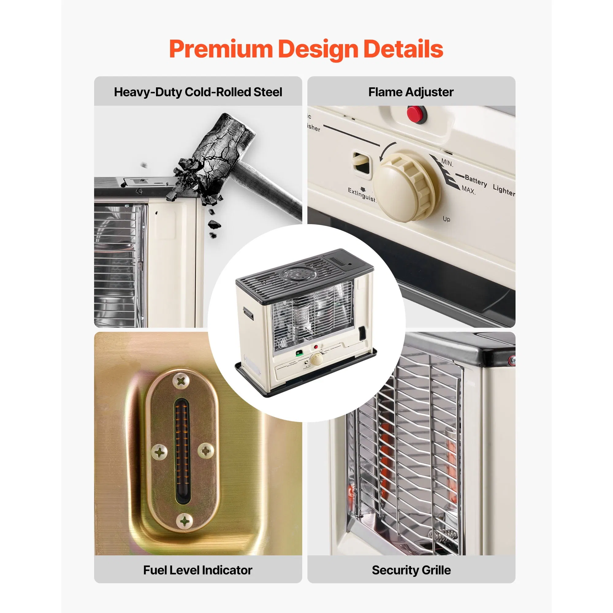 Tonysun Portable Safety Auto Shut-off Tip-Over Protection Kerosene Heater for Indoor and Outdoor Use