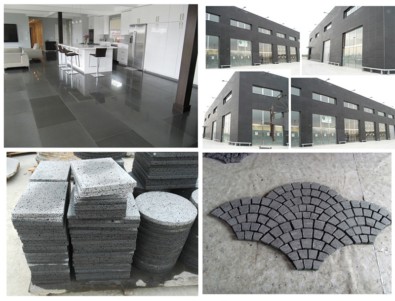 China Honed/Bushhammered Hainan Dark Basalt/Grey Basalt/Black Basalt Paving