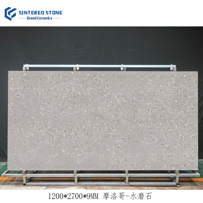 1200X2700X9mm Terrazzo Porcelain Slab Panels Are Used for Non-Slip Sintered Stone on The Living Room Background Wall