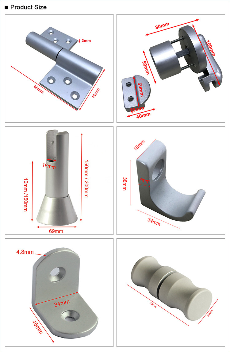Aluminum Public Toilet Partition Accessories Toilet Cubicle Fittings for Office Building