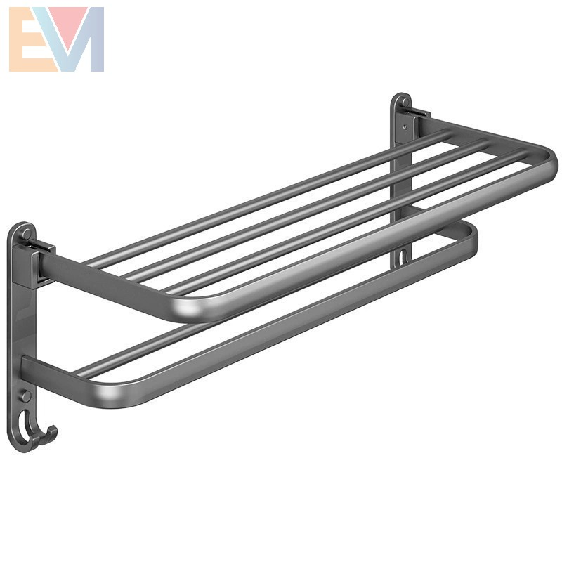 Wall Mounted Matte Black Three-Layer Bathroom Towel Bar