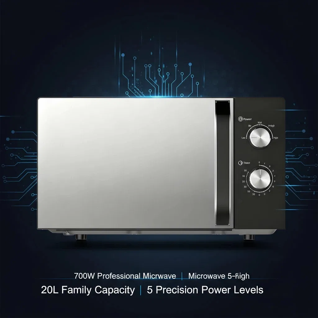 20L 700W Mechanical Countertop Microwave Oven with Turntable Defrost Function