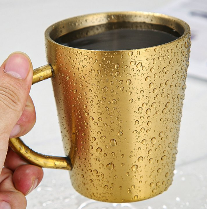 Eco-Friendly 300ml Stainless Steel Silver Gold Customized Beer Coffee Milk Tea Drinking Cup Camping Travel Mug