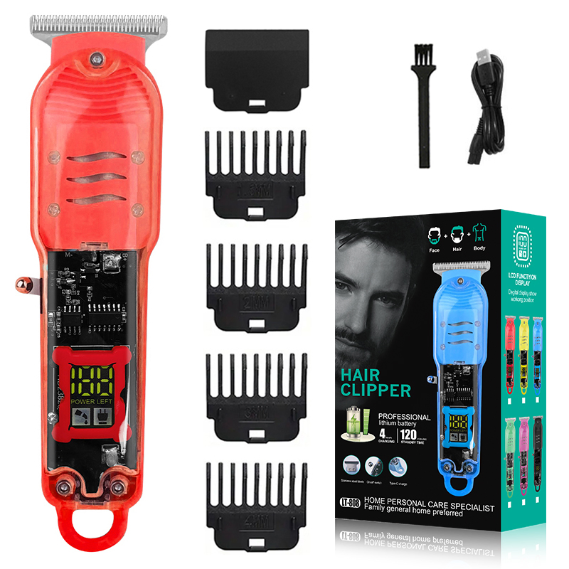 Transparent Electric Hair Clippers for Professional Barber Use