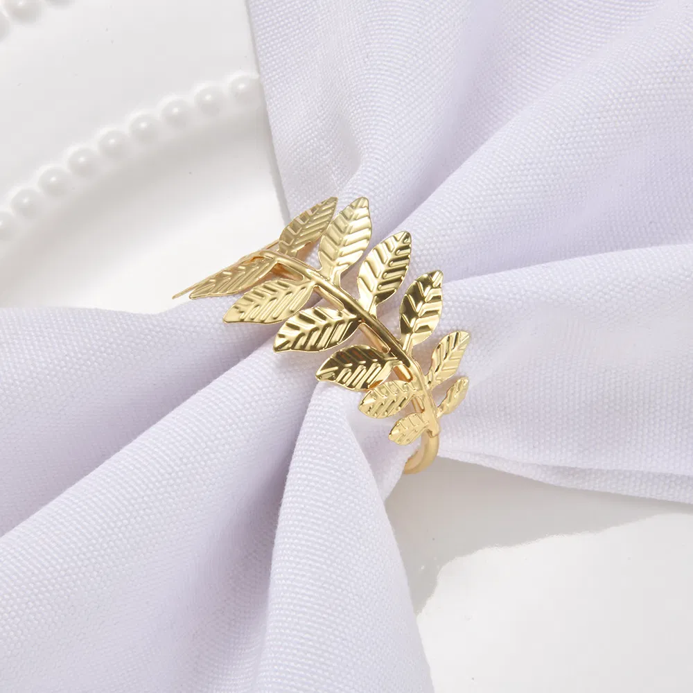 Artificial Leaf Metal Napkin Ring Home Restaurant Gold Napkin Holder