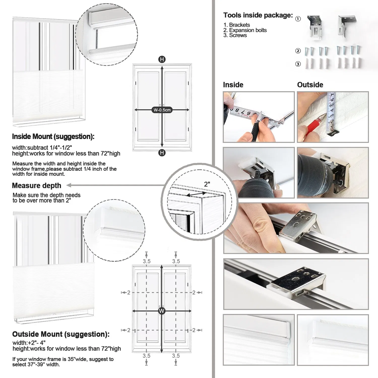 Modern Durable Top-Down Bottom-up Honeycomb Blinds Blackout Fabric Built-in Feature French Window Cover for Home Use